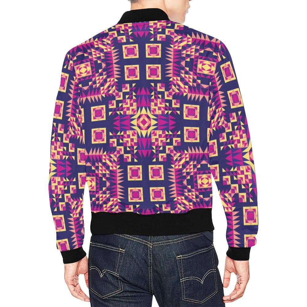 Kaleidoscope Bleu All Over Print Bomber Jacket for Men (Model H19) Jacket e-joyer 