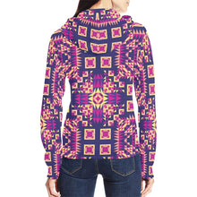 Load image into Gallery viewer, Kaleidoscope Bleu All Over Print Full Zip Hoodie for Women (Model H14) All Over Print Full Zip Hoodie for Women (H14) e-joyer 
