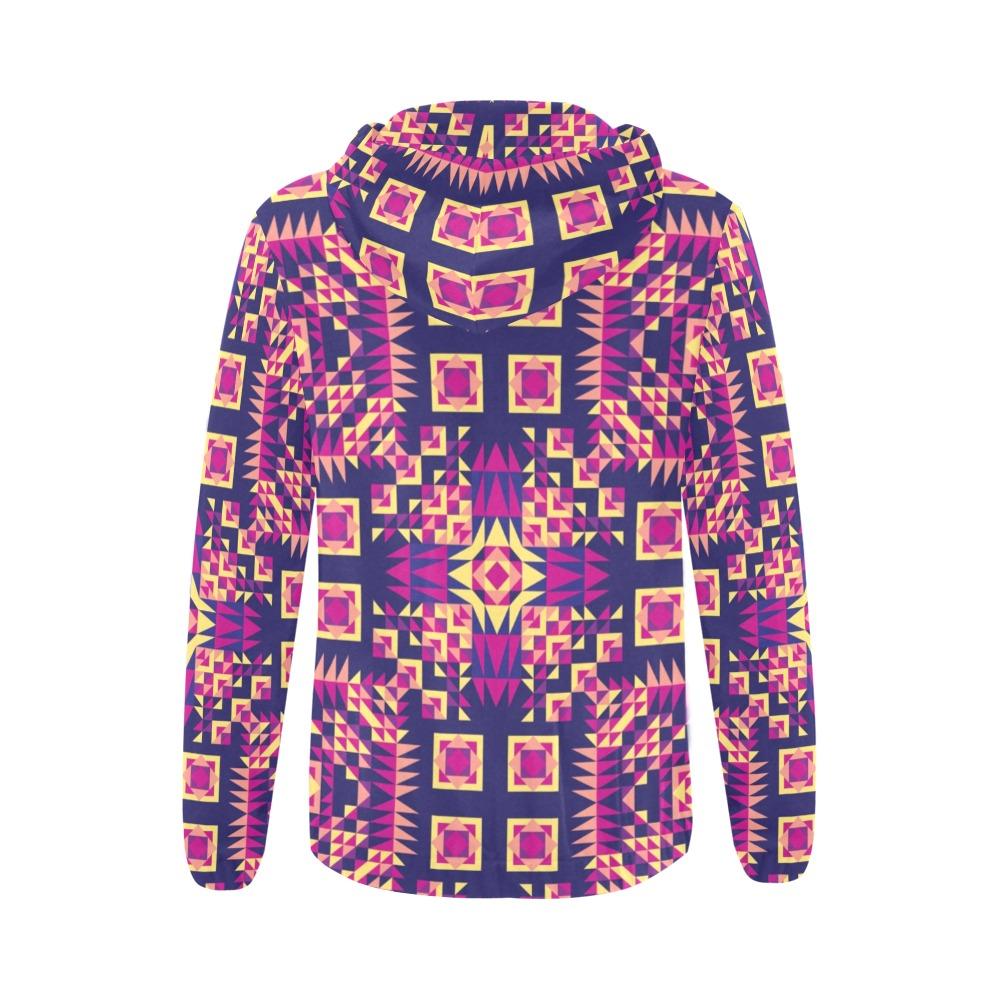 Kaleidoscope Bleu All Over Print Full Zip Hoodie for Women (Model H14) All Over Print Full Zip Hoodie for Women (H14) e-joyer 