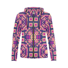 Load image into Gallery viewer, Kaleidoscope Bleu All Over Print Full Zip Hoodie for Women (Model H14) All Over Print Full Zip Hoodie for Women (H14) e-joyer 
