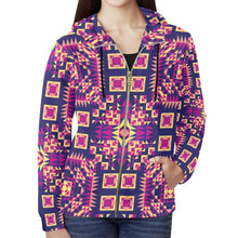 Load image into Gallery viewer, Kaleidoscope Bleu All Over Print Full Zip Hoodie for Women (Model H14) All Over Print Full Zip Hoodie for Women (H14) e-joyer 
