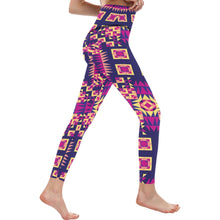 Load image into Gallery viewer, Kaleidoscope Bleu All Over Print High-Waisted Leggings (Model L36) High-Waisted Leggings (L36) e-joyer 
