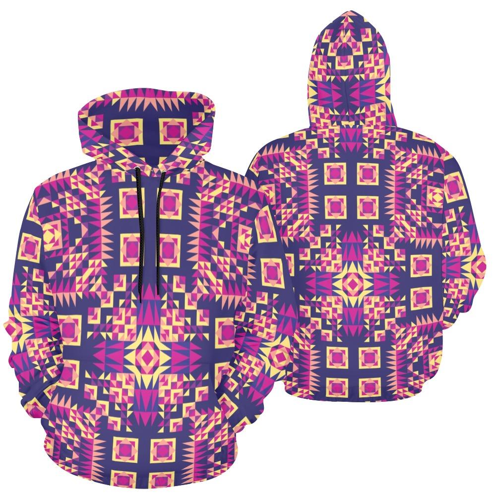 Kaleidoscope Bleu All Over Print Hoodie for Women (USA Size) (Model H13) All Over Print Hoodie for Women (H13) e-joyer 
