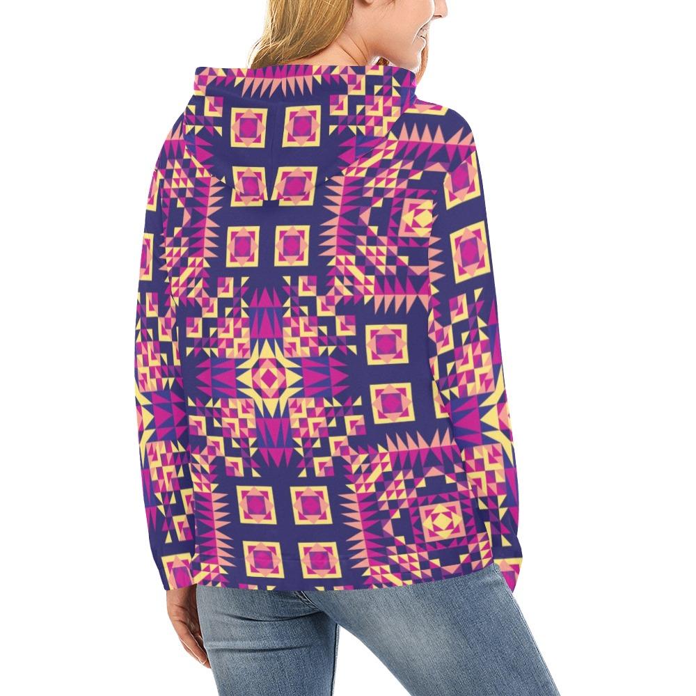 Kaleidoscope Bleu All Over Print Hoodie for Women (USA Size) (Model H13) All Over Print Hoodie for Women (H13) e-joyer 