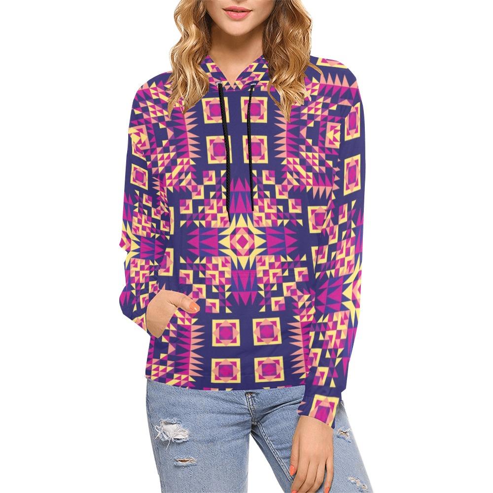 Kaleidoscope Bleu All Over Print Hoodie for Women (USA Size) (Model H13) All Over Print Hoodie for Women (H13) e-joyer 