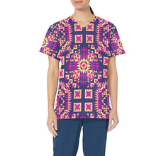 Load image into Gallery viewer, Kaleidoscope Bleu All Over Print Scrub Top Scrub Top e-joyer 
