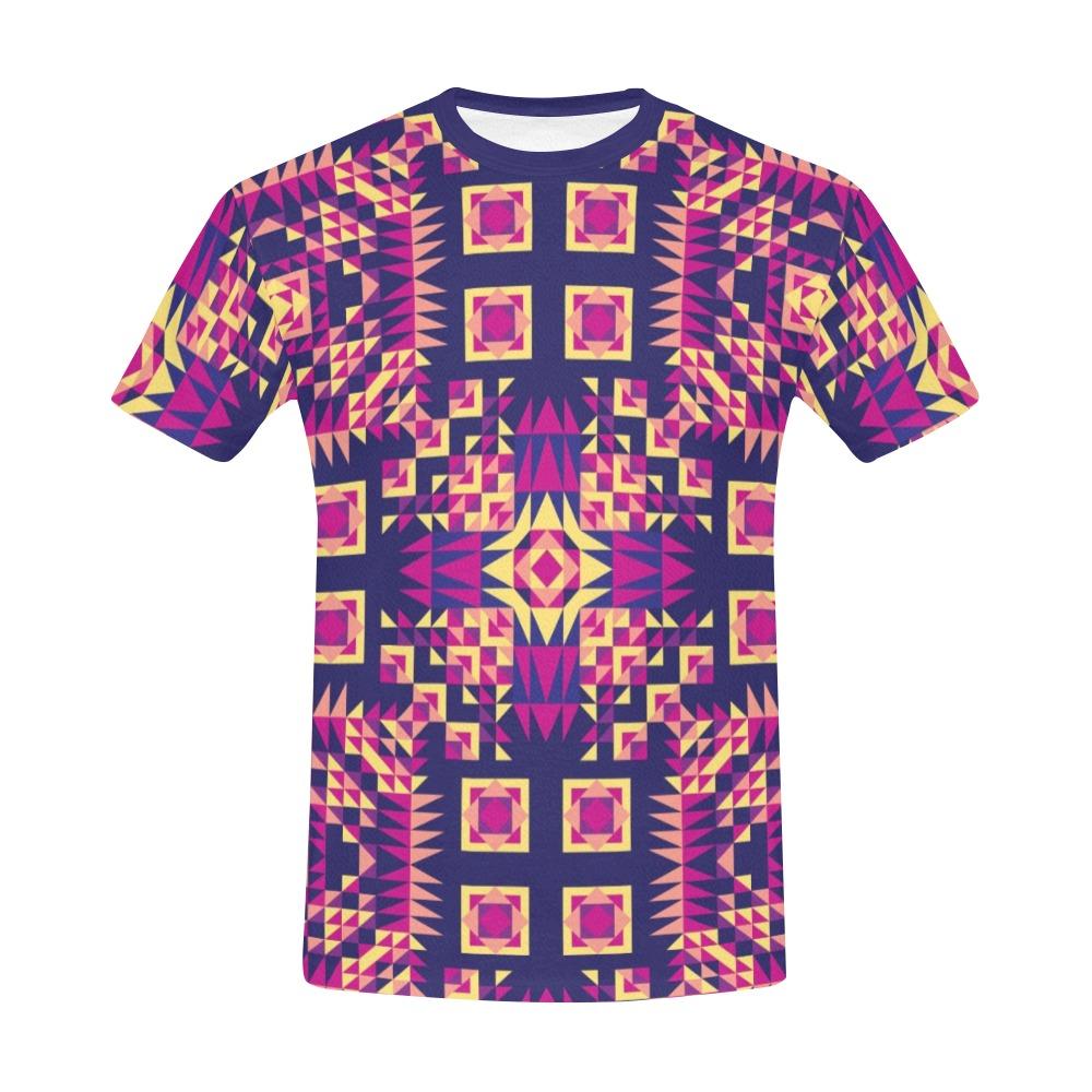 Kaleidoscope Bleu All Over Print T-Shirt for Men (USA Size) (Model T40) All Over Print T-Shirt for Men (T40) e-joyer 