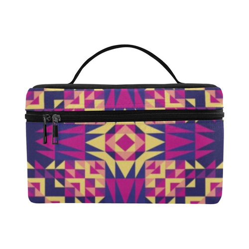 Kaleidoscope Bleu Cosmetic Bag/Large (Model 1658) bag e-joyer 