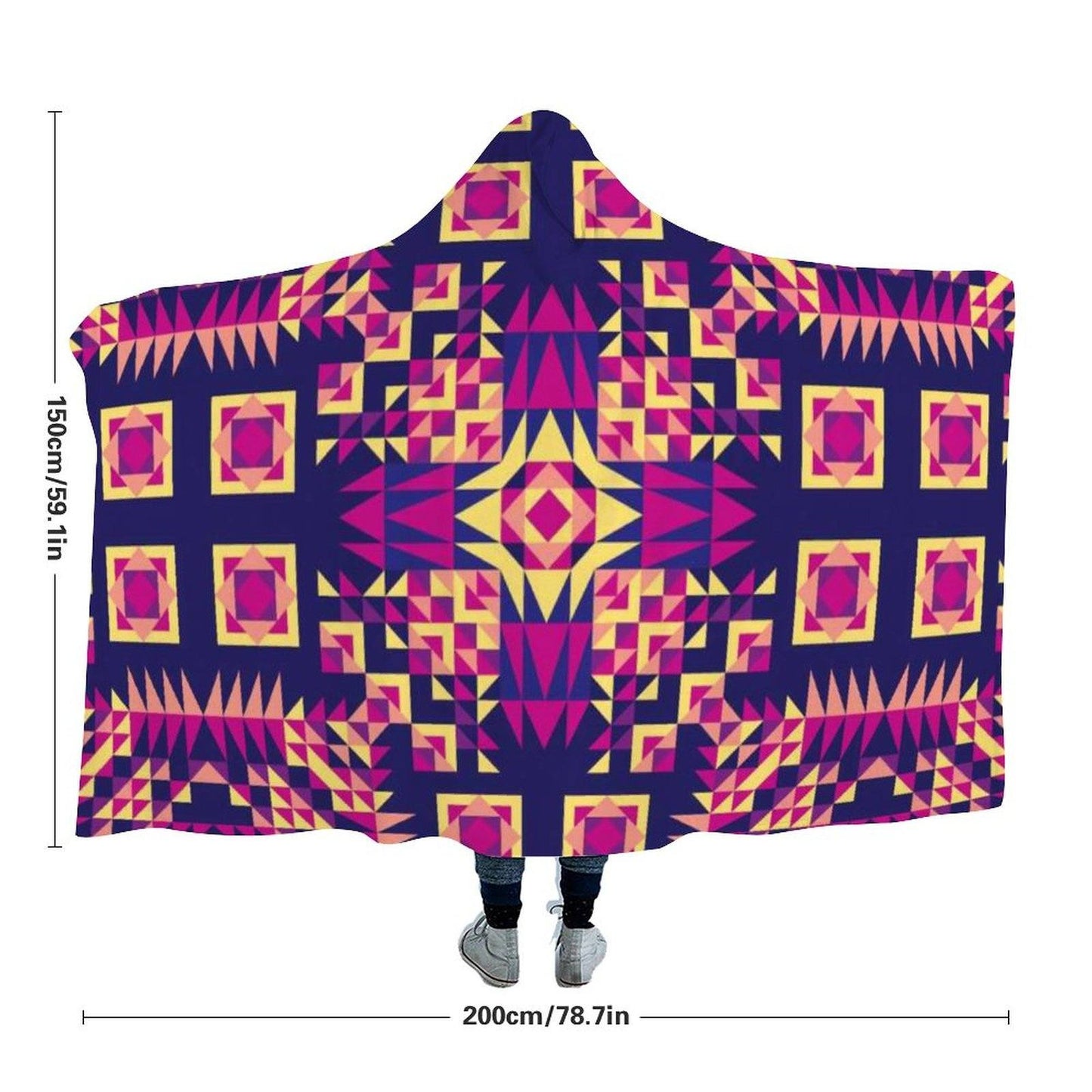 Kaleidoscope Bleu Hooded Blanket blanket 49 Dzine 