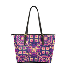 Load image into Gallery viewer, Kaleidoscope Bleu Leather Tote Bag/Large (Model 1640) Leather Tote Bag (1640) e-joyer 
