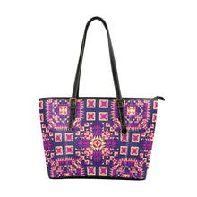 Load image into Gallery viewer, Kaleidoscope Bleu Leather Tote Bag/Large (Model 1640) Leather Tote Bag (1640) e-joyer 
