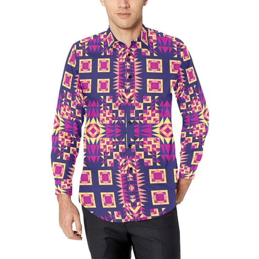 Kaleidoscope Bleu Men's All Over Print Casual Dress Shirt (Model T61) Men's Dress Shirt (T61) e-joyer 