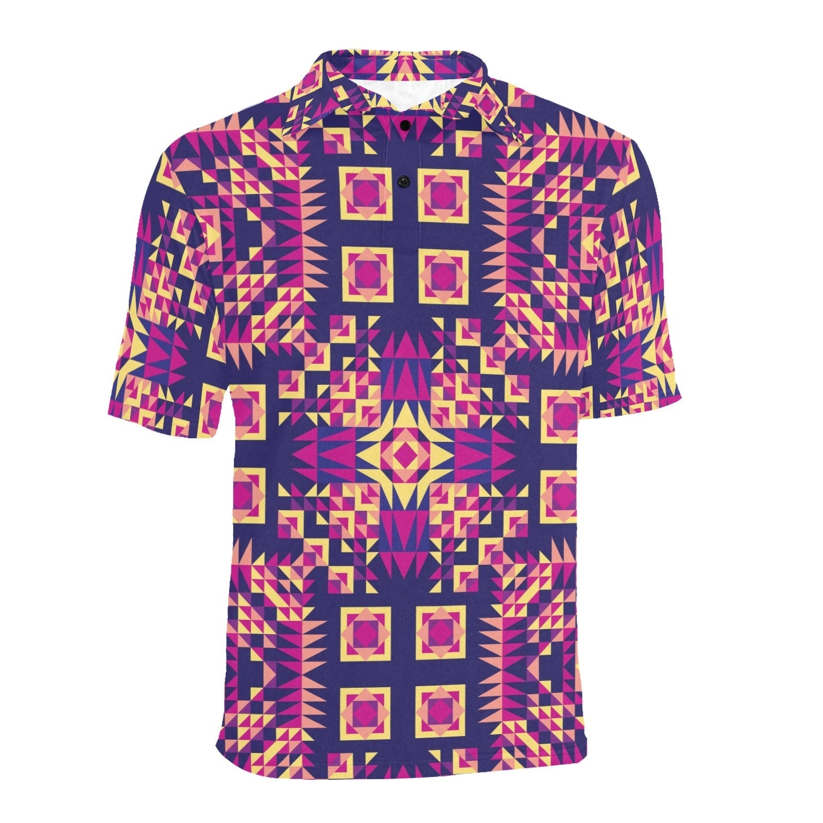 Kaleidoscope Bleu Men's All Over Print Polo Shirt (Model T55) Men's Polo Shirt (Model T55) e-joyer 