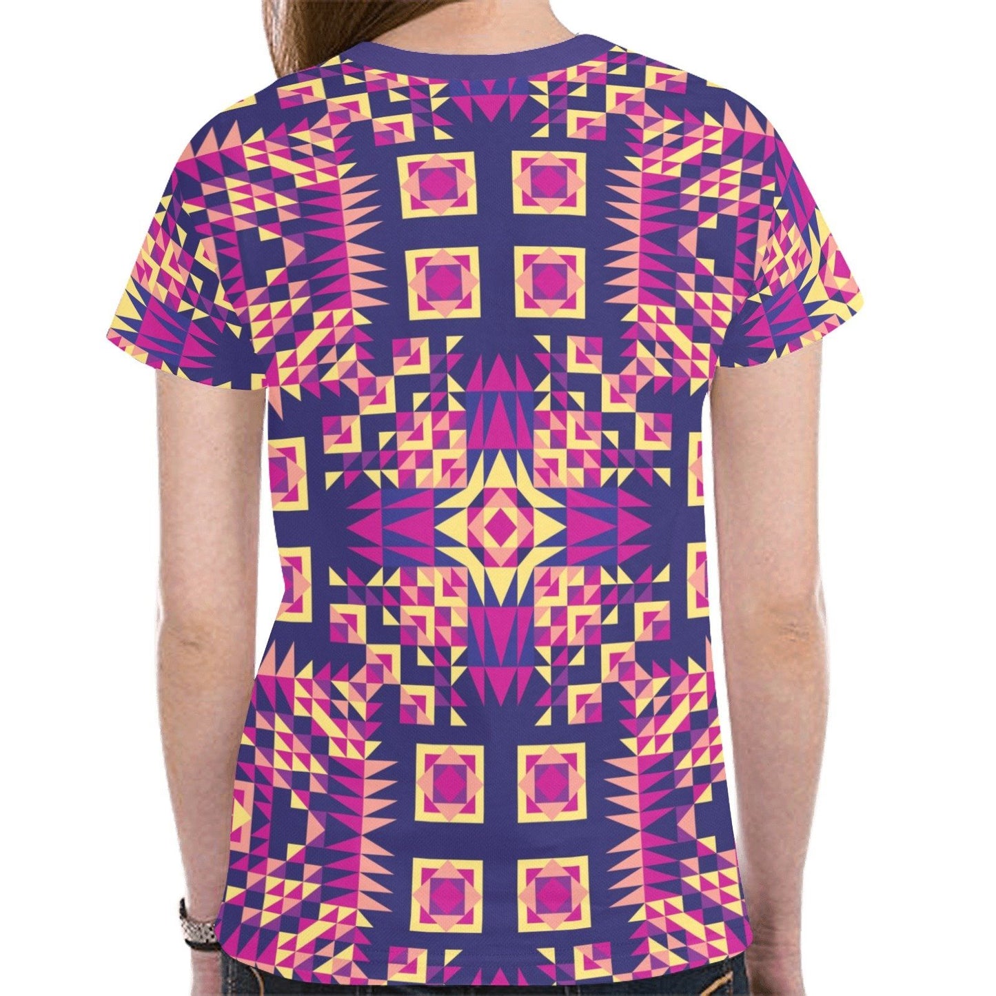 Kaleidoscope Bleu New All Over Print T-shirt for Women (Model T45) tshirt e-joyer 