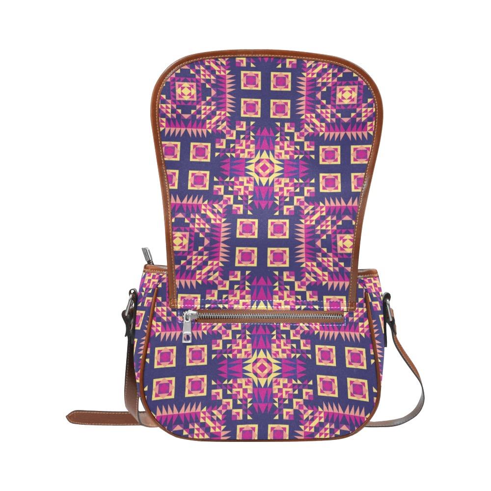 Kaleidoscope Bleu Saddle Bag/Small (Model 1649) Full Customization Saddle Bag/Small (Full Customization) e-joyer 