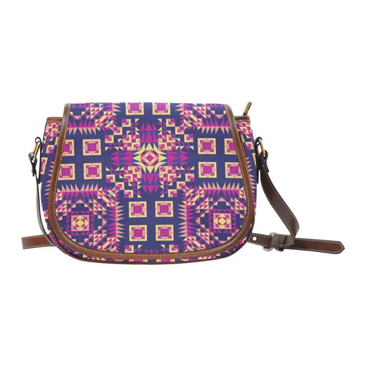 Kaleidoscope Bleu Saddle Bag/Small (Model 1649) Full Customization Saddle Bag/Small (Full Customization) e-joyer 