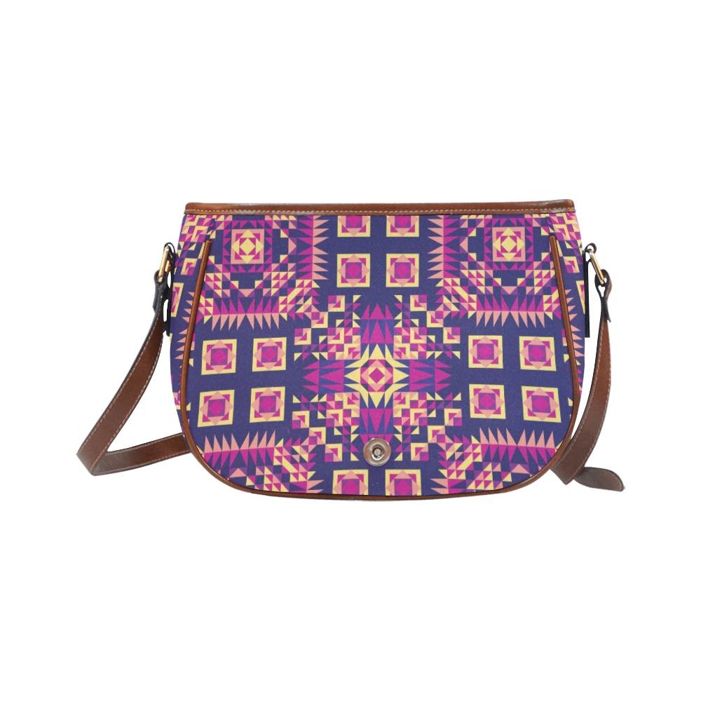 Kaleidoscope Bleu Saddle Bag/Small (Model 1649) Full Customization Saddle Bag/Small (Full Customization) e-joyer 