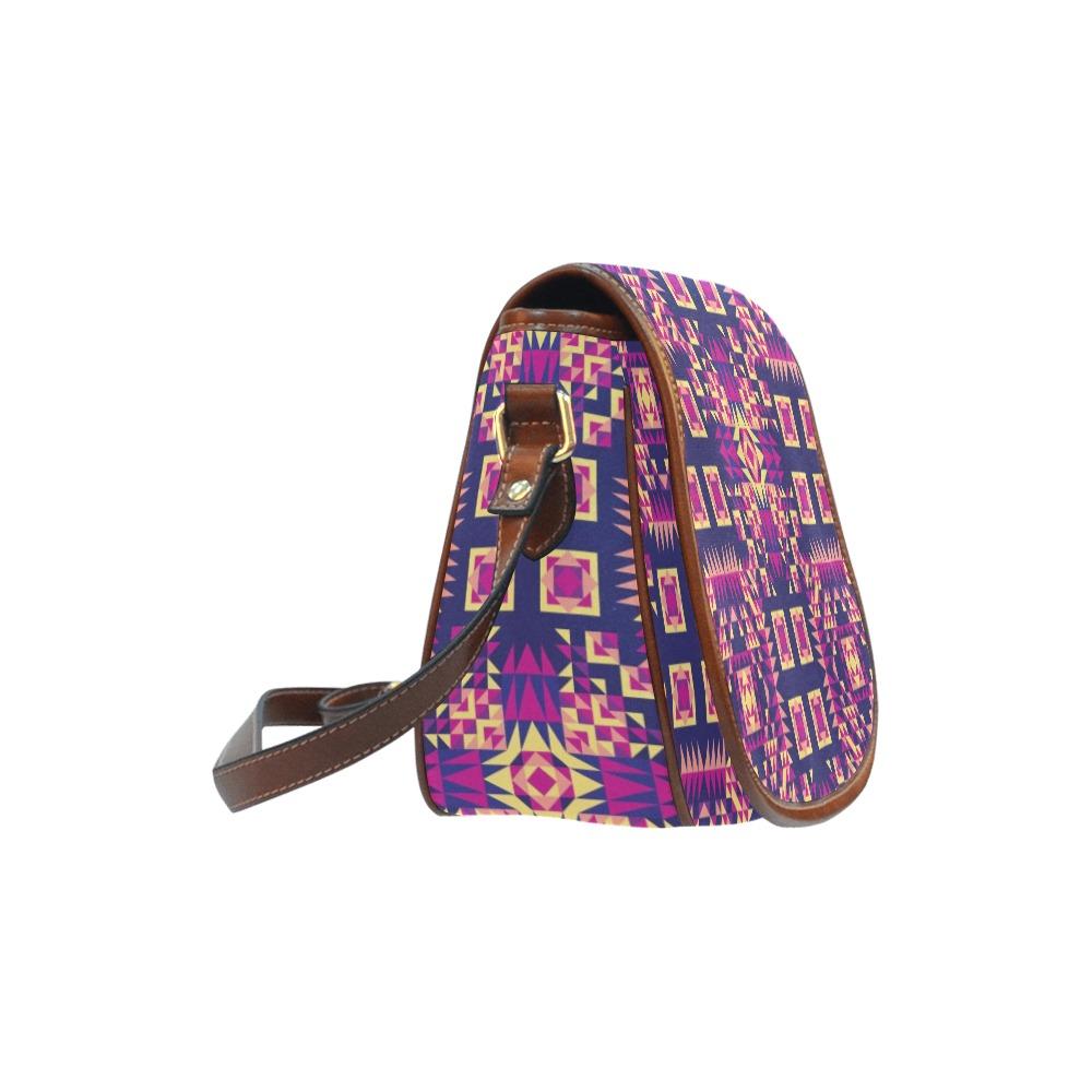 Kaleidoscope Bleu Saddle Bag/Small (Model 1649) Full Customization Saddle Bag/Small (Full Customization) e-joyer 