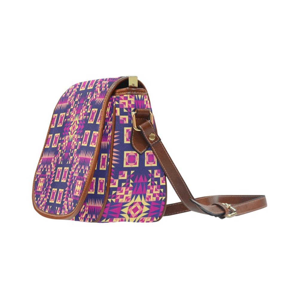 Kaleidoscope Bleu Saddle Bag/Small (Model 1649) Full Customization Saddle Bag/Small (Full Customization) e-joyer 