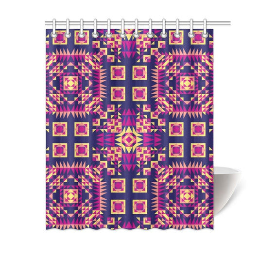 Kaleidoscope Bleu Shower Curtain 60"x72" Shower Curtain 60"x72" e-joyer 