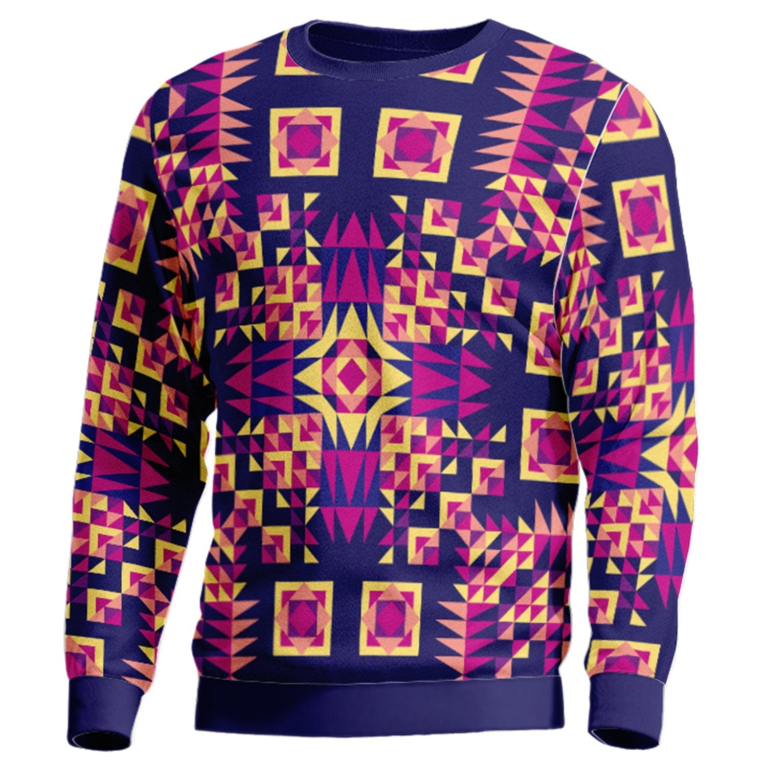 Kaleidoscope Bleu Unisex Crewneck Long Sleeve Top Herman 