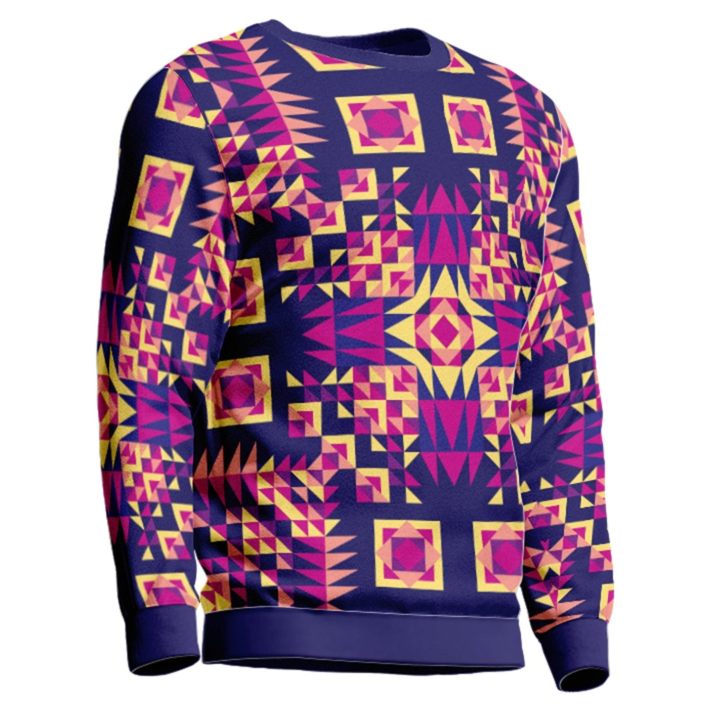 Kaleidoscope Bleu Unisex Crewneck Long Sleeve Top Herman 