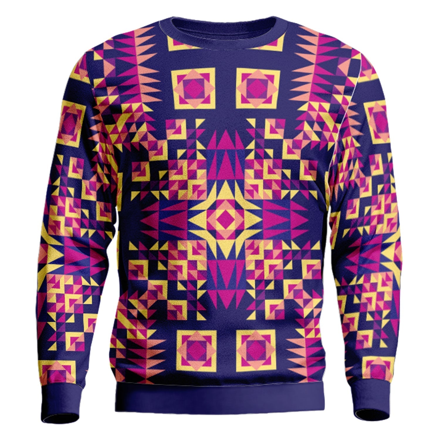 Kaleidoscope Bleu Unisex Crewneck Long Sleeve Top Herman 