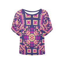 Load image into Gallery viewer, Kaleidoscope Bleu Women&#39;s Batwing-Sleeved Blouse T shirt (Model T44) Women&#39;s Batwing-Sleeved Blouse T shirt (T44) e-joyer 
