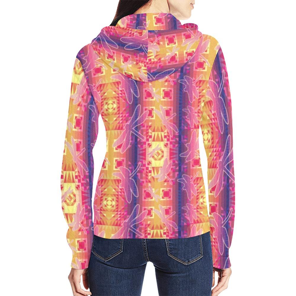 Kaleidoscope Dragonfly All Over Print Full Zip Hoodie for Women (Model H14) All Over Print Full Zip Hoodie for Women (H14) e-joyer 