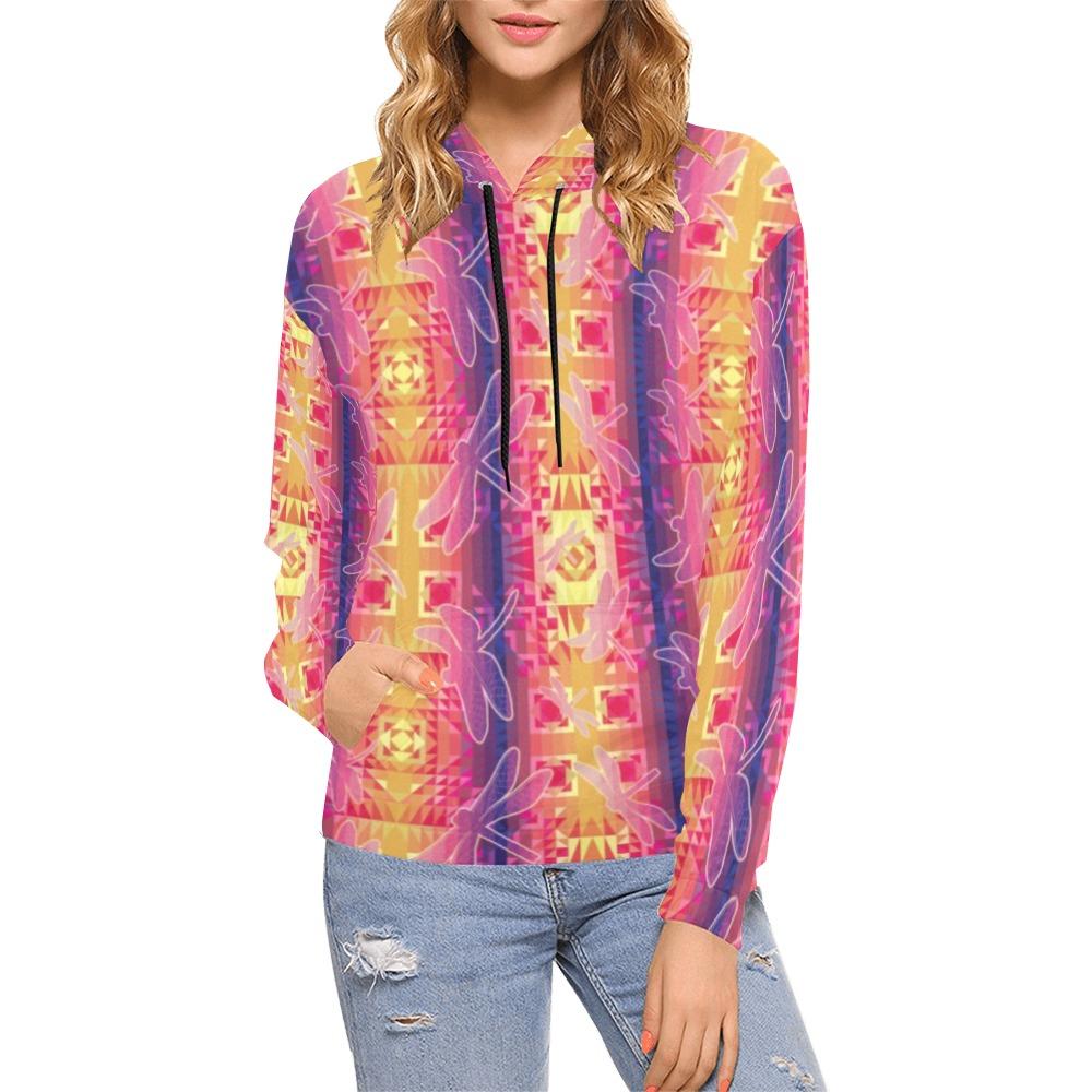 Kaleidoscope Dragonfly All Over Print Hoodie for Women (USA Size) (Model H13) All Over Print Hoodie for Women (H13) e-joyer 