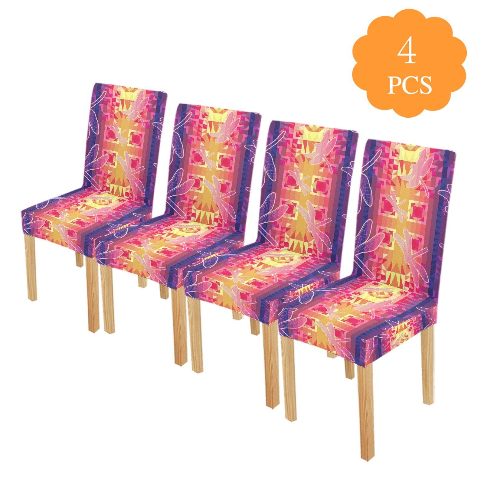 Kaleidoscope Dragonfly Chair Cover (Pack of 4) Chair Cover (Pack of 4) e-joyer 