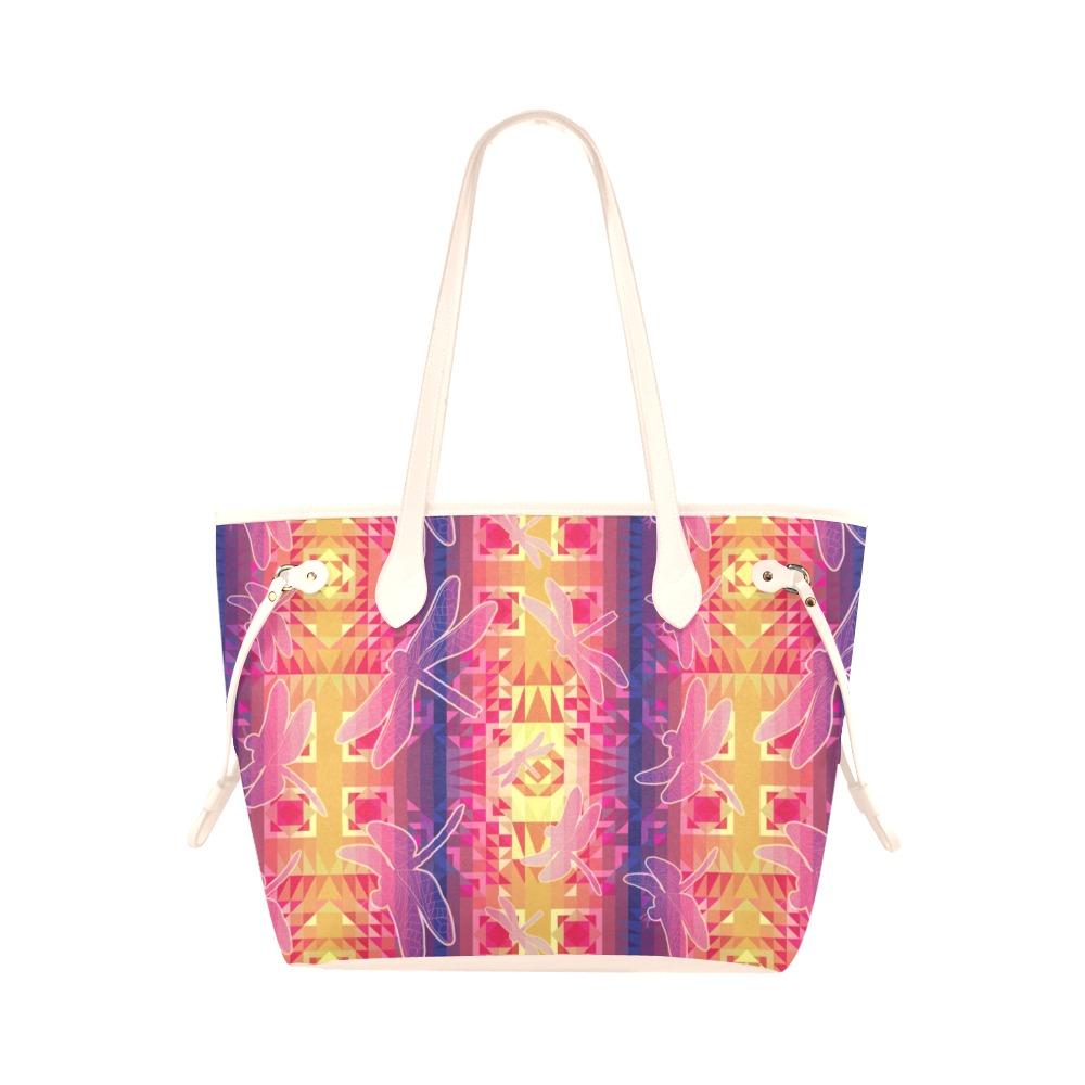 Kaleidoscope Dragonfly Clover Canvas Tote Bag (Model 1661) Clover Canvas Tote Bag (1661) e-joyer 