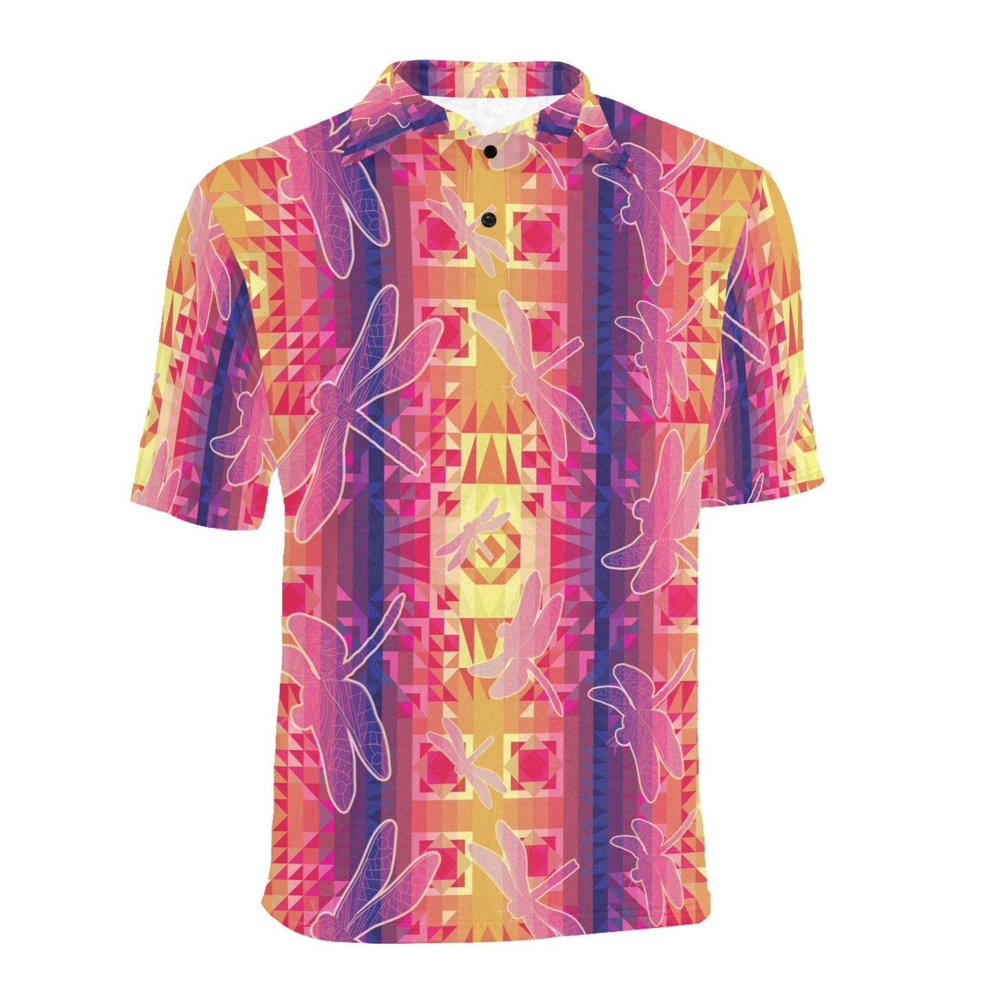 Kaleidoscope Dragonfly Men's All Over Print Polo Shirt (Model T55) Men's Polo Shirt (Model T55) e-joyer 