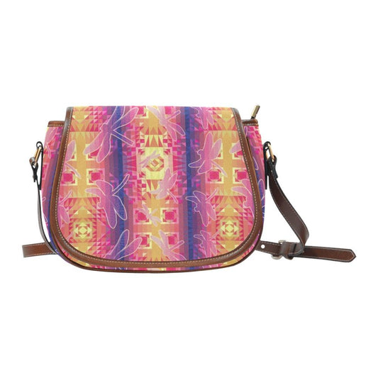 Kaleidoscope Dragonfly Saddle Bag/Small (Model 1649) Full Customization Saddle Bag/Small (Full Customization) e-joyer 