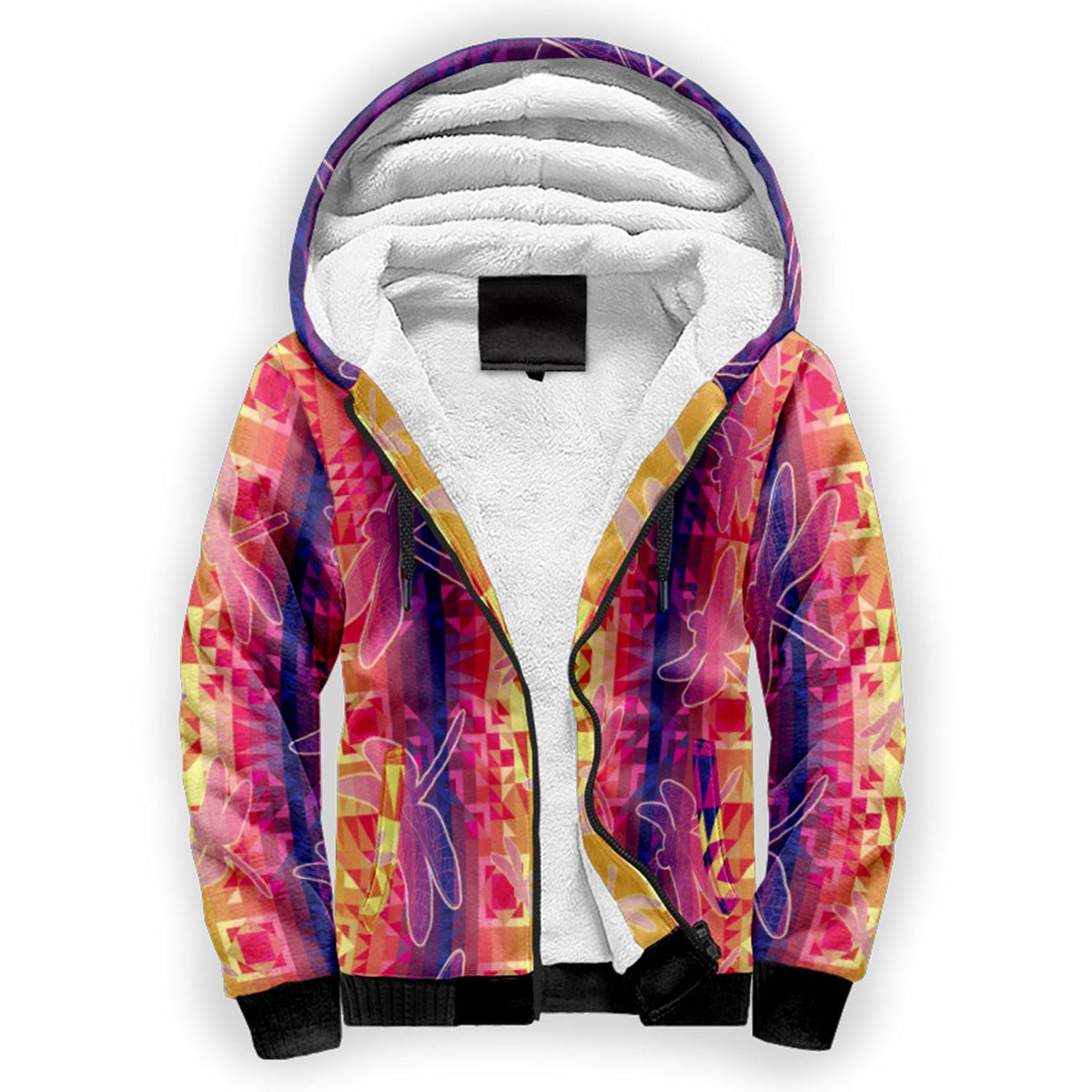 Kaleidoscope Dragonfly Sherpa Hoodie by 49 Dzine