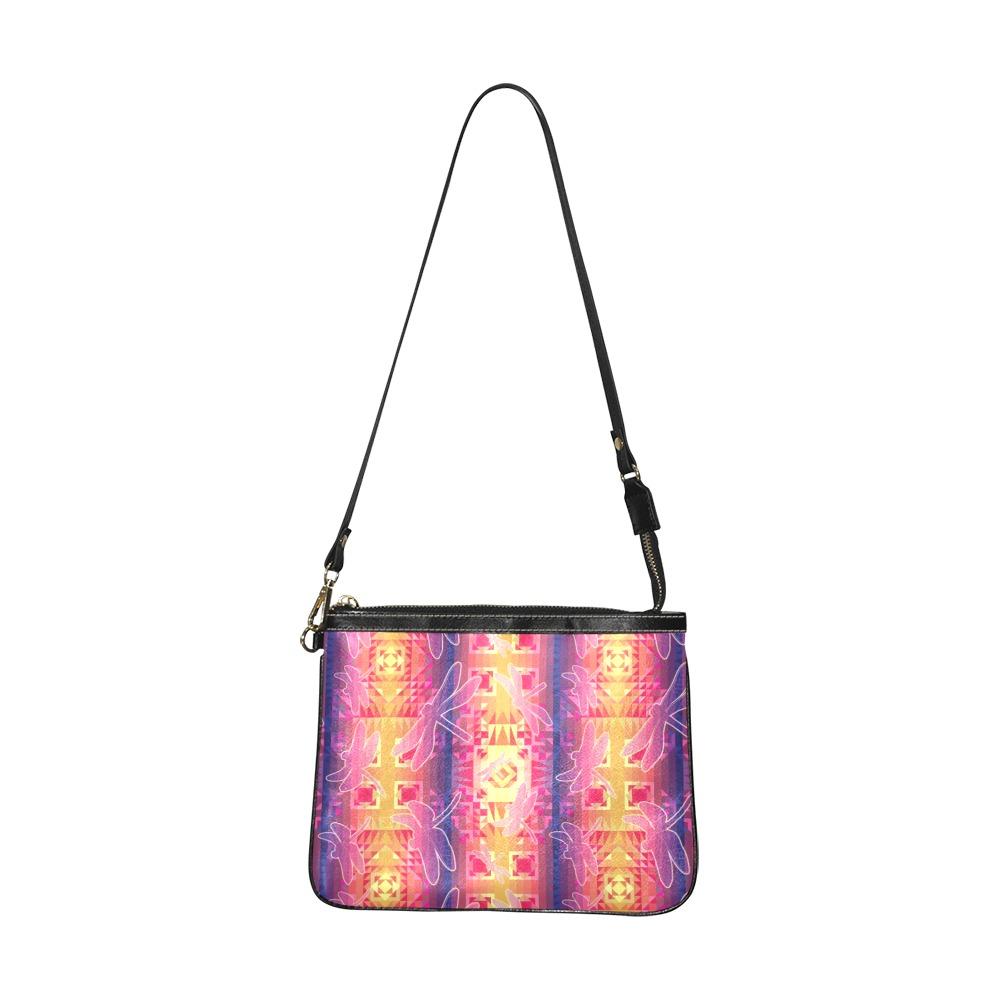 Kaleidoscope Dragonfly Small Shoulder Bag (Model 1710) Small Shoulder Bag (1710) e-joyer 