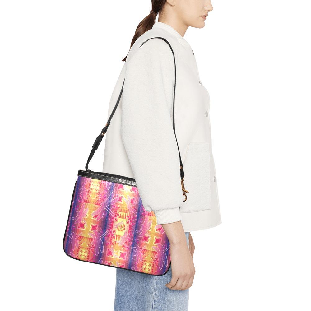 Kaleidoscope Dragonfly Small Shoulder Bag (Model 1710) Small Shoulder Bag (1710) e-joyer 