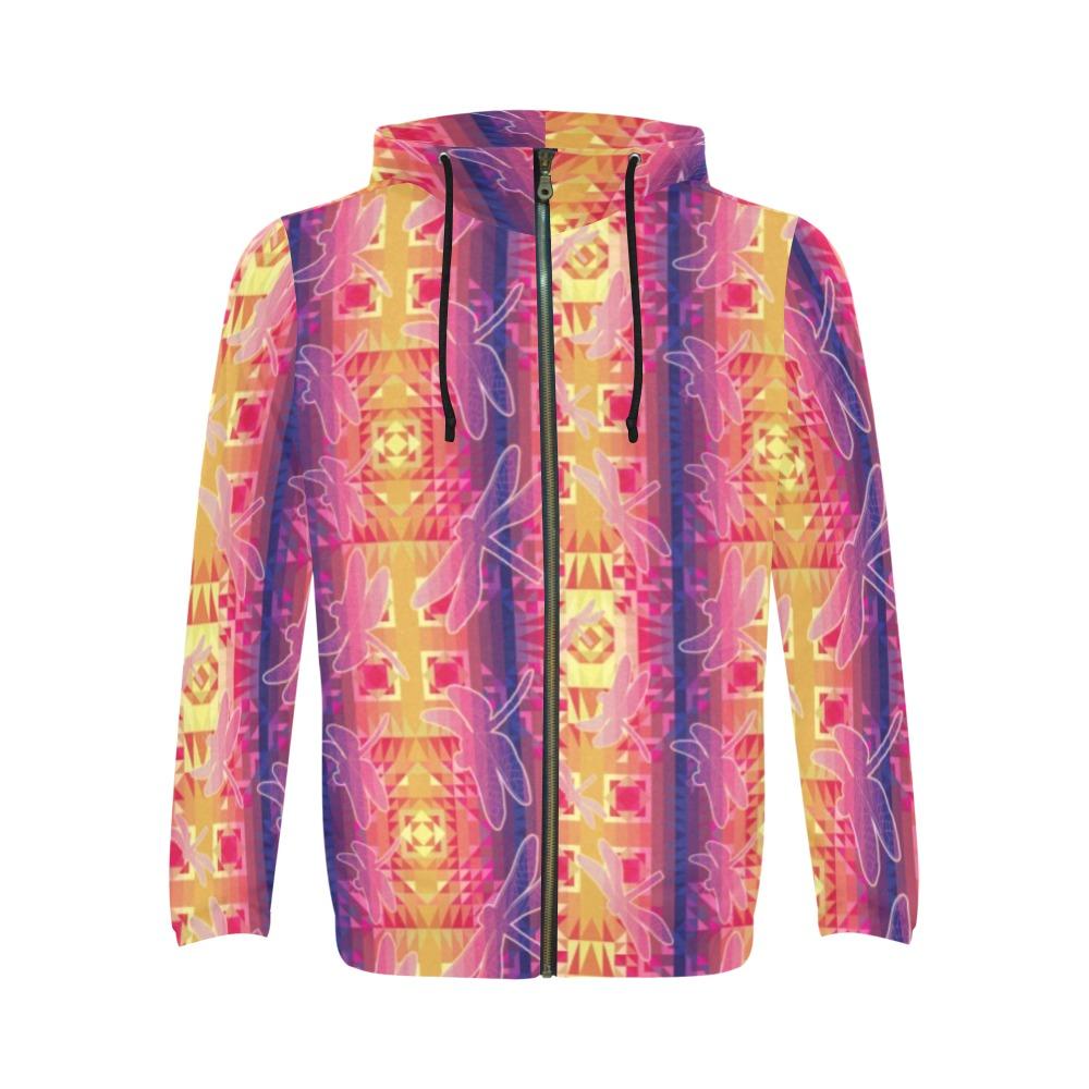 Kaleidoscope Dragonfly Zip Hoodie by 49 Dzine