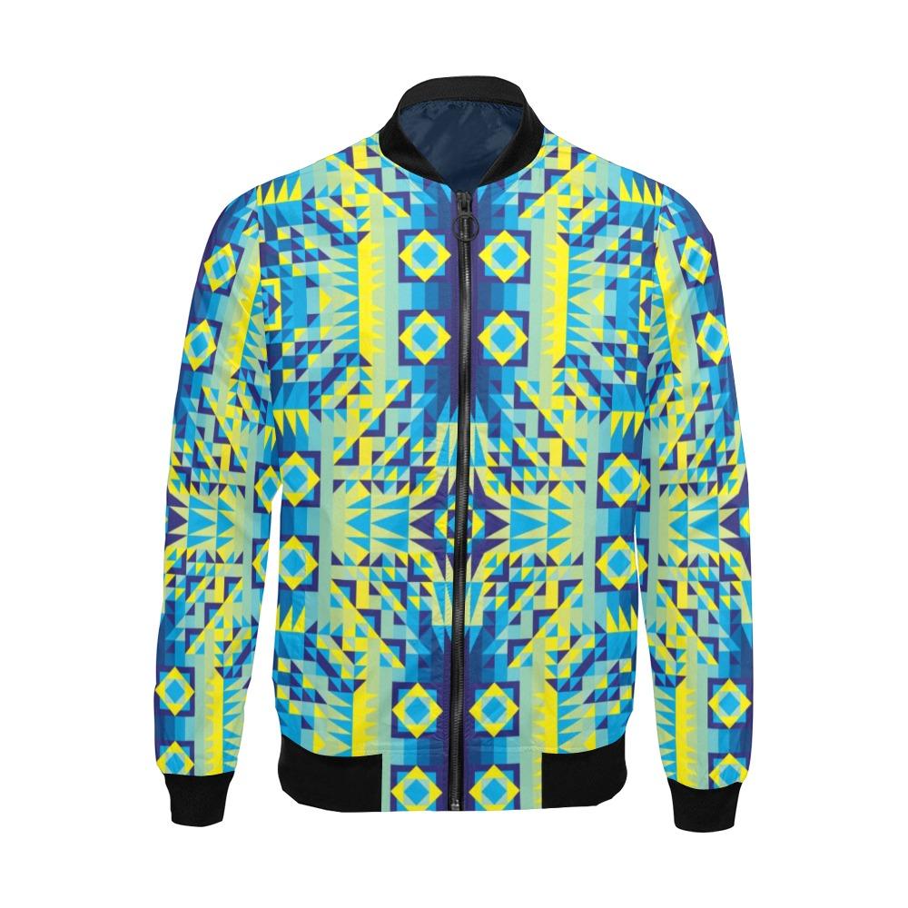 Kaleidoscope Jaune Bleu All Over Print Bomber Jacket for Men (Model H19) Jacket e-joyer 