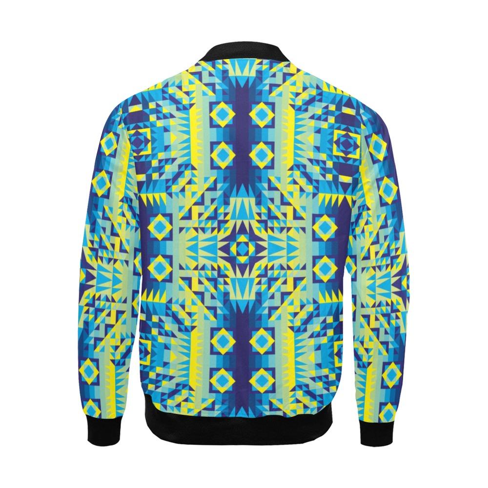 Kaleidoscope Jaune Bleu All Over Print Bomber Jacket for Men (Model H19) Jacket e-joyer 