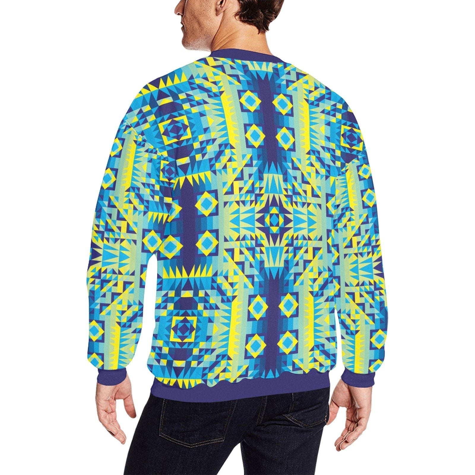 Kaleidoscope Jaune Bleu All Over Print Crewneck Sweatshirt for Men (Model H18) shirt e-joyer 