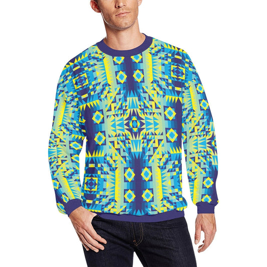 Kaleidoscope Jaune Bleu All Over Print Crewneck Sweatshirt for Men (Model H18) shirt e-joyer 