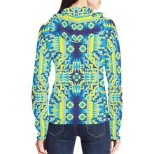 Load image into Gallery viewer, Kaleidoscope Jaune Bleu All Over Print Full Zip Hoodie for Women (Model H14) All Over Print Full Zip Hoodie for Women (H14) e-joyer 
