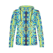 Load image into Gallery viewer, Kaleidoscope Jaune Bleu All Over Print Full Zip Hoodie for Women (Model H14) All Over Print Full Zip Hoodie for Women (H14) e-joyer 
