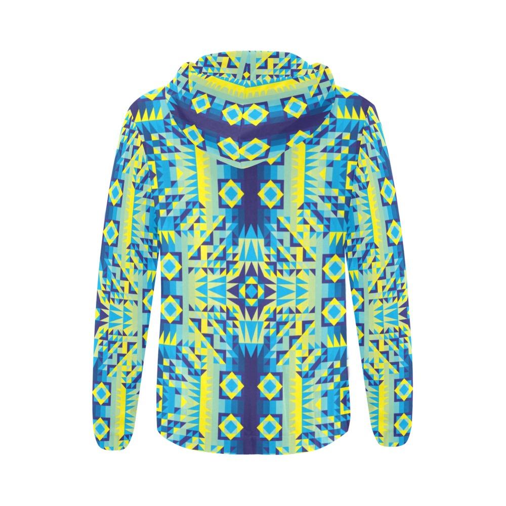 Kaleidoscope Jaune Bleu All Over Print Full Zip Hoodie for Women (Model H14) All Over Print Full Zip Hoodie for Women (H14) e-joyer 