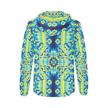 Load image into Gallery viewer, Kaleidoscope Jaune Bleu All Over Print Full Zip Hoodie for Women (Model H14) All Over Print Full Zip Hoodie for Women (H14) e-joyer 
