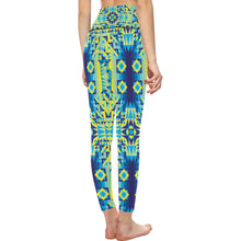 Load image into Gallery viewer, Kaleidoscope Jaune Bleu All Over Print High-Waisted Leggings (Model L36) High-Waisted Leggings (L36) e-joyer 
