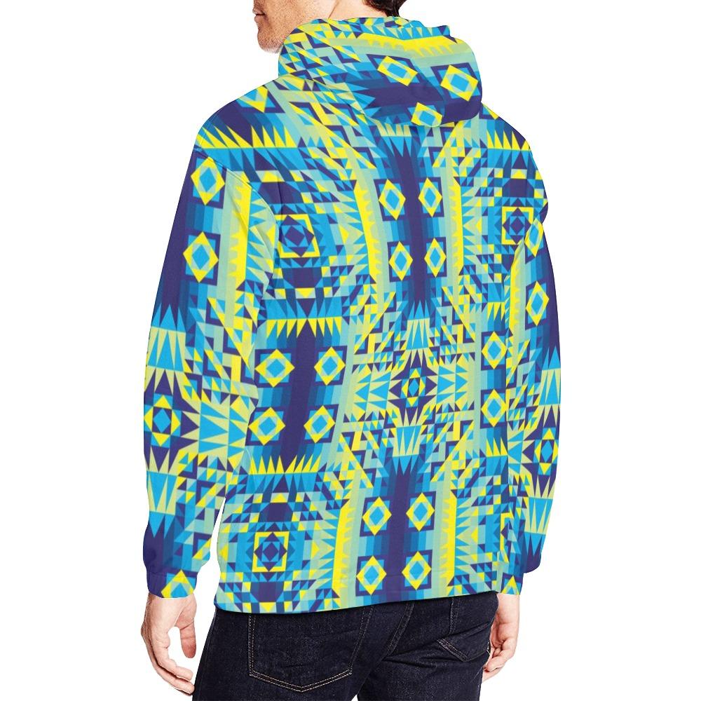 Kaleidoscope Jaune Bleu All Over Print Hoodie for Men (USA Size) (Model H13) All Over Print Hoodie for Men (H13) e-joyer 