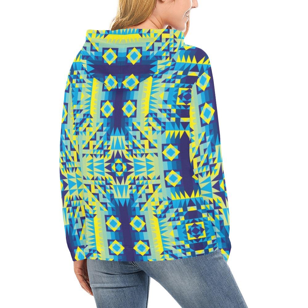 Kaleidoscope Jaune Bleu All Over Print Hoodie for Women (USA Size) (Model H13) All Over Print Hoodie for Women (H13) e-joyer 