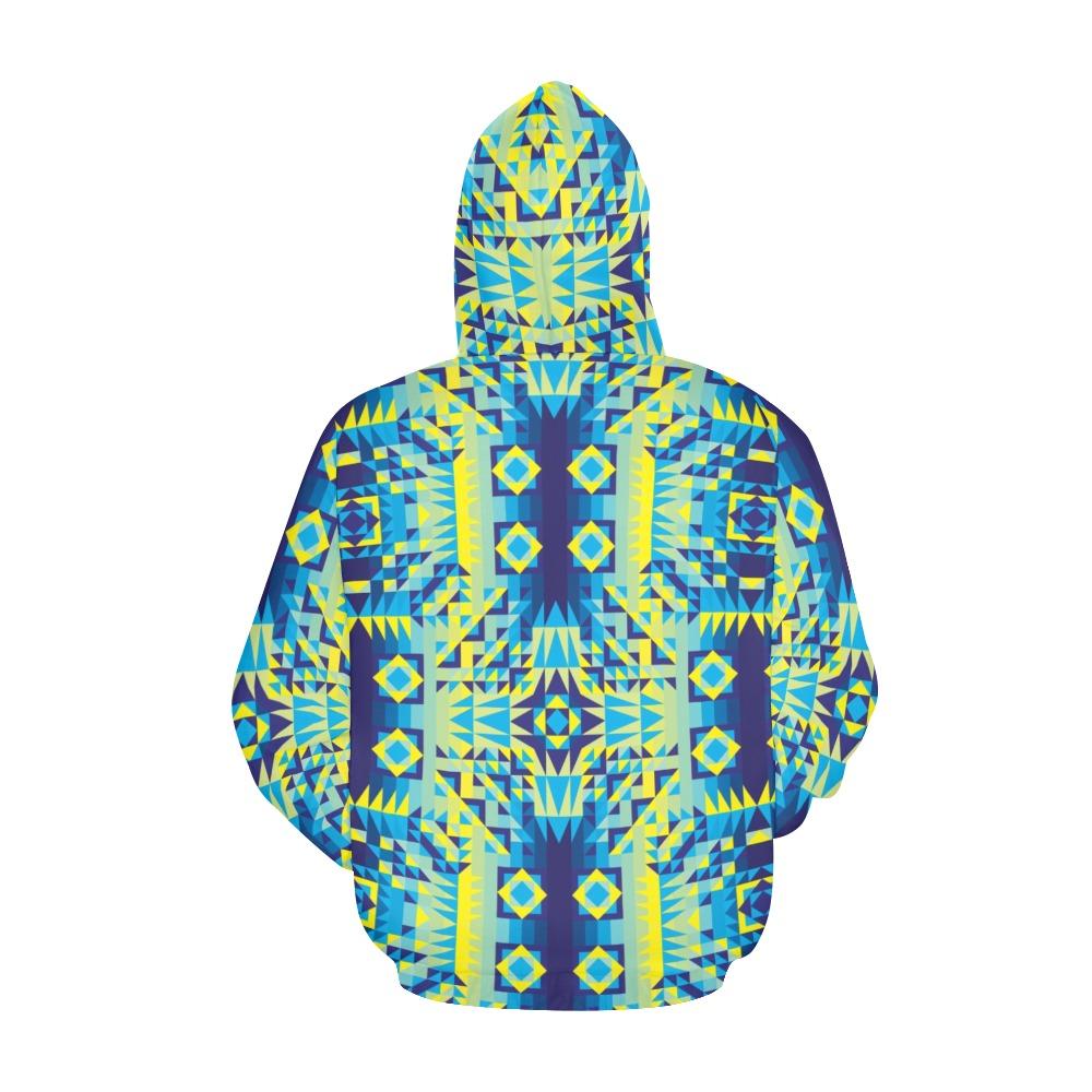 Kaleidoscope Jaune Bleu All Over Print Hoodie for Women (USA Size) (Model H13) All Over Print Hoodie for Women (H13) e-joyer 
